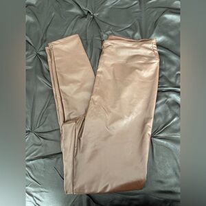 Aerie Leather Leggings in Light Brown